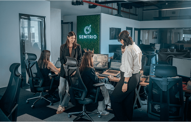 Semtrio team collaborating in the office