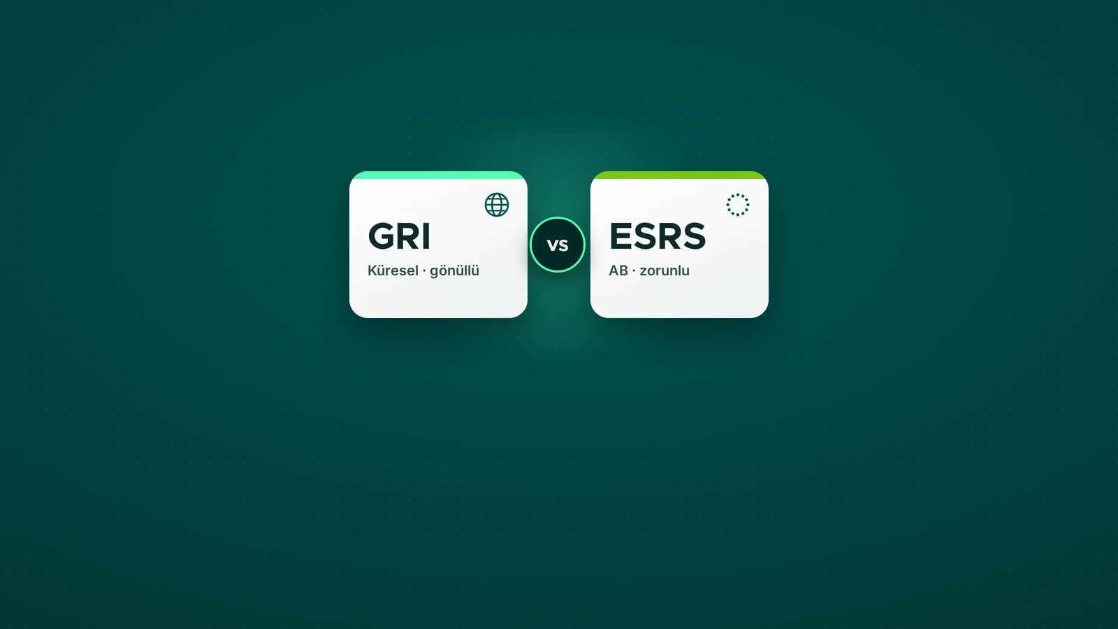 GRI ve ESRS/CSRD karşılaştırması — GRI küresel ve gönüllü, ESRS ise AB'de CSRD kapsamında zorunlu